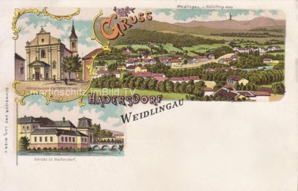 um 1900 - 3 Bild Litho Karte - Hadersdorf-Weidlimgau 