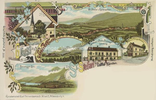 1899 - 6 Bild Litho Karte St. Stefan im Gaithal