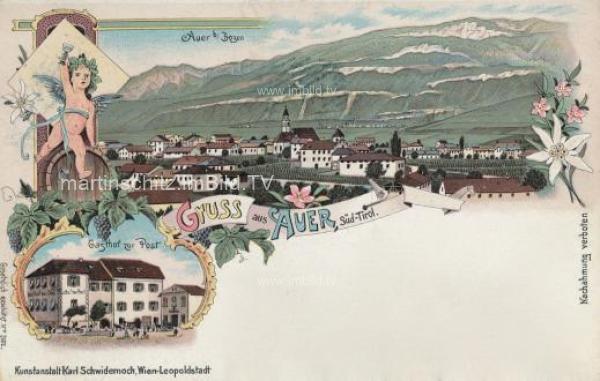 1899 - 2 Bild Litho Karte - Auer bei Bozen