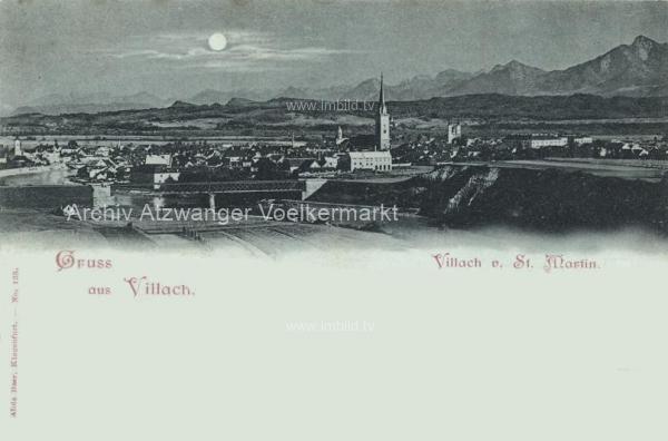 1898 - Villach von St. Martin, Mondscheinkarte