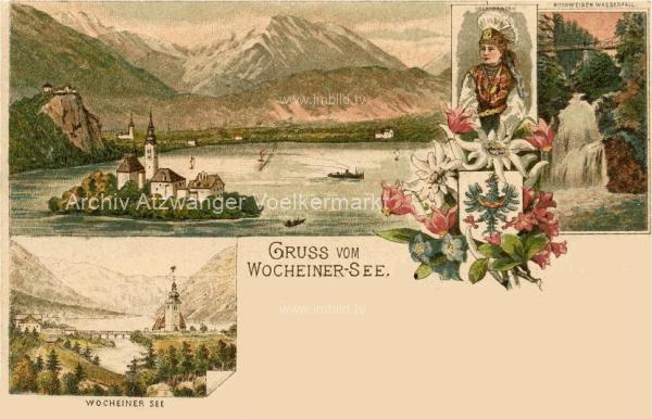 1895 - 3 Bild Litho Karte - Wocheiner See 