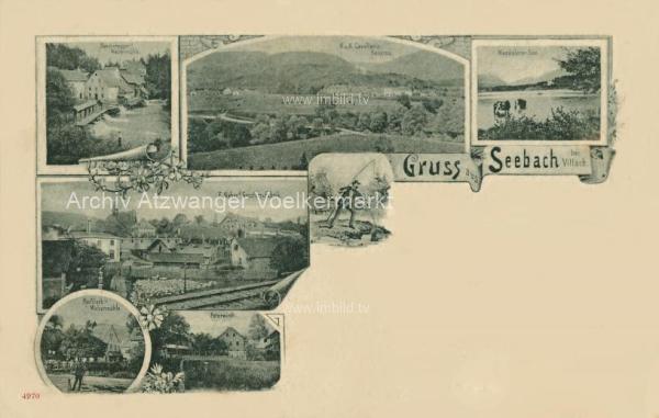 1898 - 7 Bild Lithokarte Seebach bei Villach