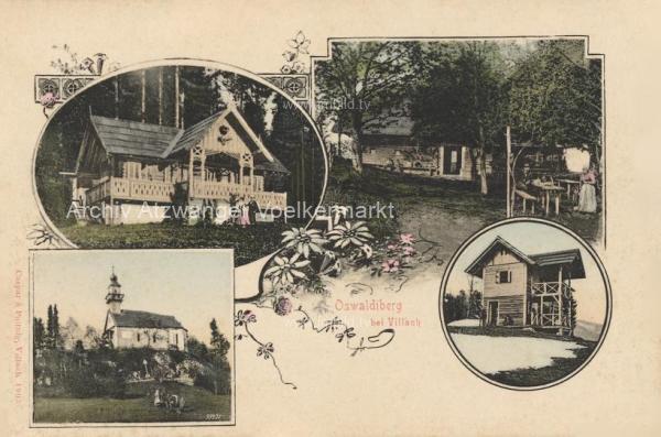 1905 - 4 Bild Litho Karte - Oswaldiberg bei Villach