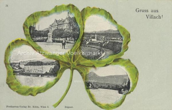 1902 - Villach 4 Bild Grusskarte 
