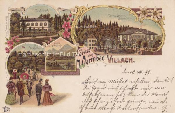 1899 - 4 Bild Litho Karte - Warmad Villach