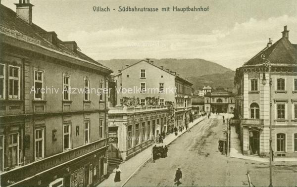 1912 - Villach Südbahnstrasse mit Südbahnhof  