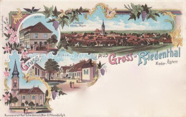 1898 - 4 Bild Litho Karte - Gross-Riedenthal 