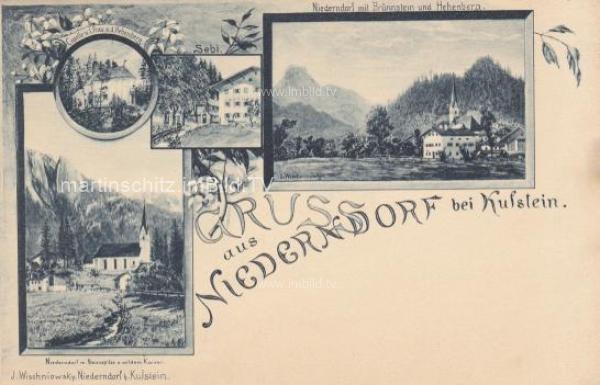 um 1900 - 4 Bild Litho Karte - Niederndorf bei Kufstein