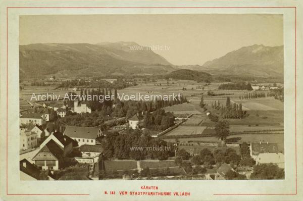 um 1890 - Villach vom Stadtpfarrturm  - KAB