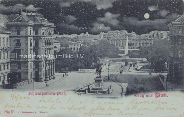 1900 - Wien, Schwarzenberg Platz - Mondscheinkarte