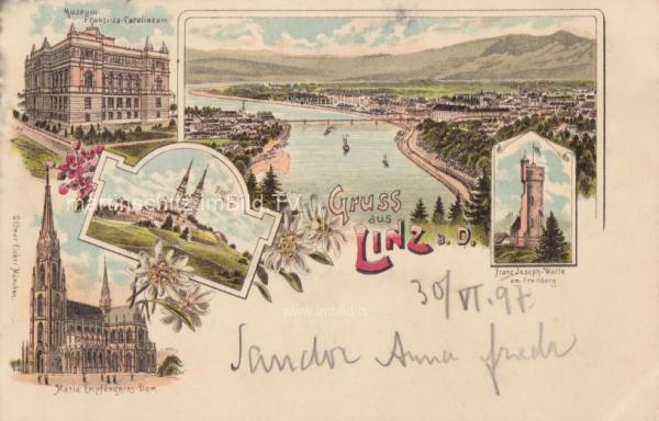1897 - 5 Bild Litho Karte - Linz an der Donau