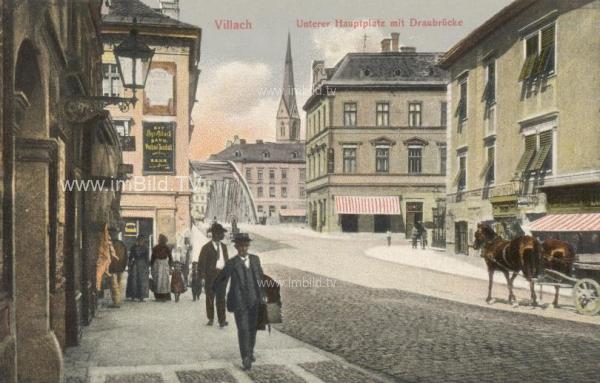 1907 - Hauptplatz mit alter Draubrücke