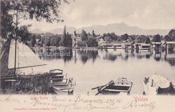 1905 - Velden, Blick in die Westbucht mit Schloss Velden