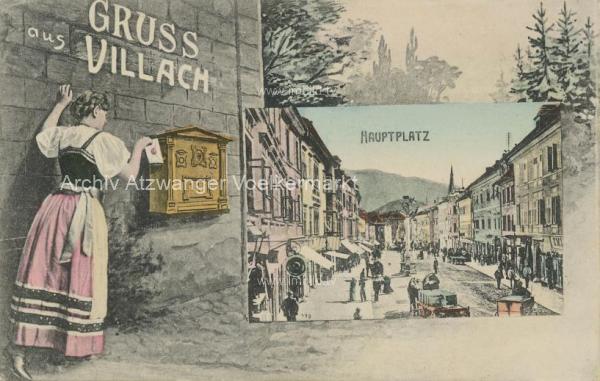 1907 - Villach mit Hauptplatz