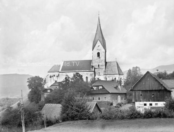 1943 - Maria Gail, Ortsansicht mit Pfarrkirche vom Süden