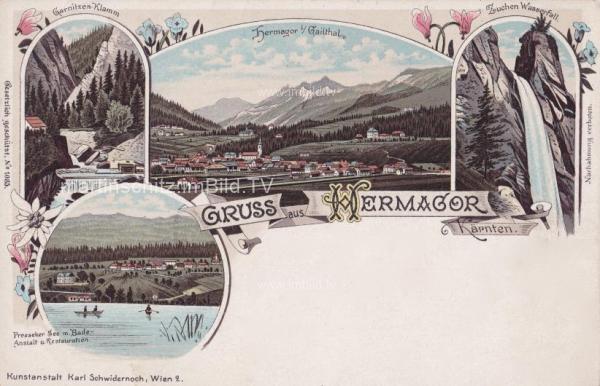 1899 - 4 Bild Litho Karte Hermagor