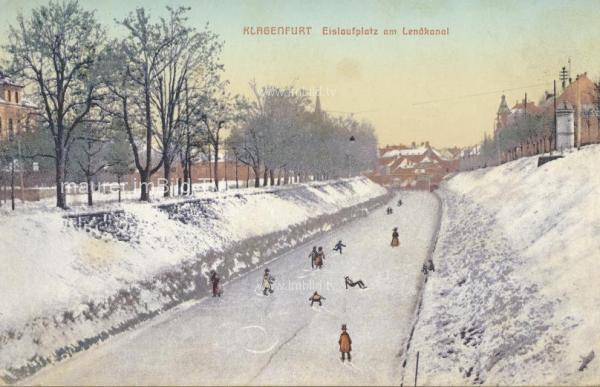 um 1915 - Eislaufen am Lendkanal