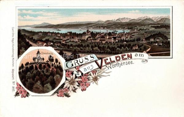 um 1899 - 2 Bild Litho Karte - Velden