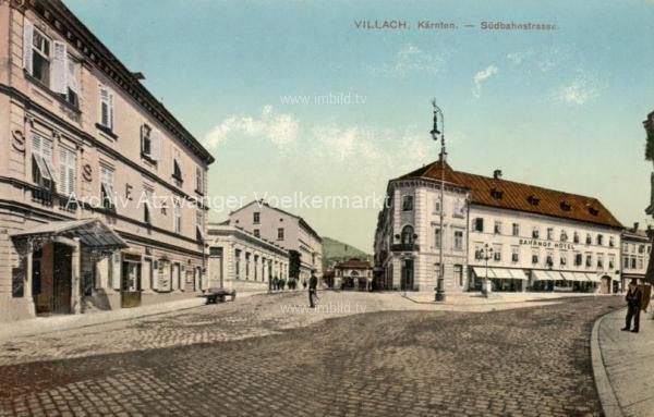1912 - Villach Südbahnstrasse mit Bahnhof Hotel 