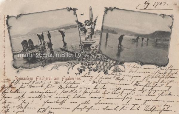 1902 - 2 Bild Litho Karte - Reinanken Fischerei Faakersee