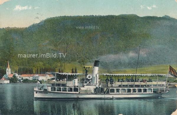 1907 - Ossiach mit Dampfschiff Landskron