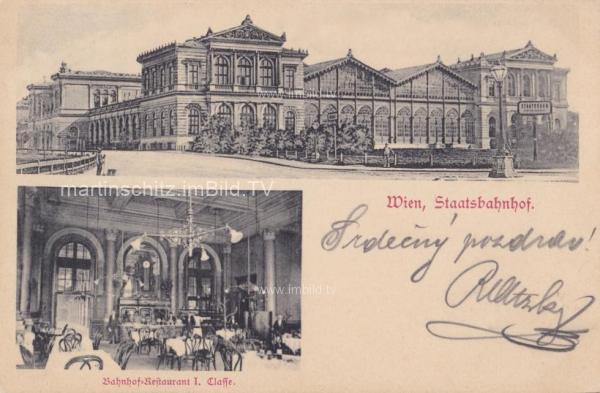 1902 - 2 Bild Karte, Wien Staatsbahnhof
