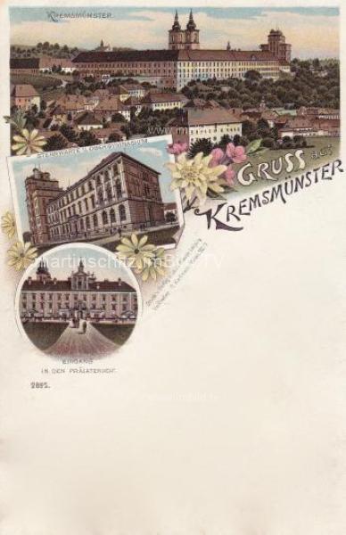 1898 - 3 Bild Litho Karte - Kremsmünster Stift